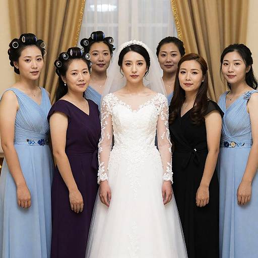 Bridal Portrait with Colorful Bridesmaids