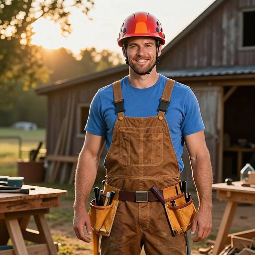Athletic Craftsman in Sunlit Workshop