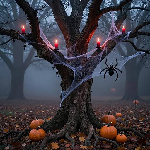 Eerie Halloween Tree with Spooky Decor