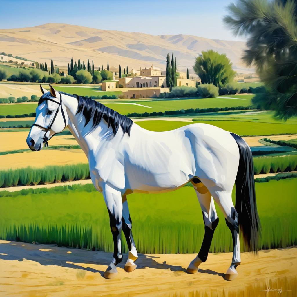 Award-Winning Damascus Style Horse Painting