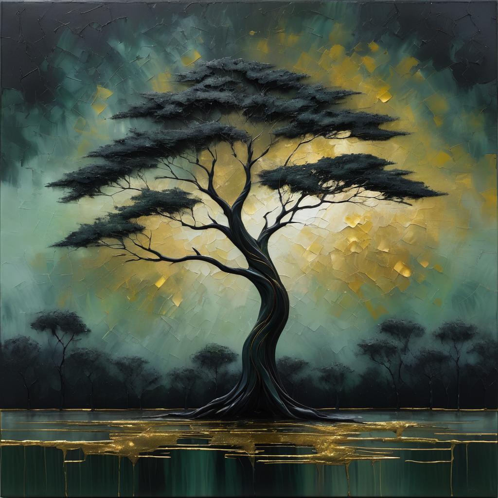 Surreal Solitude: A Melancholic Tree Scene