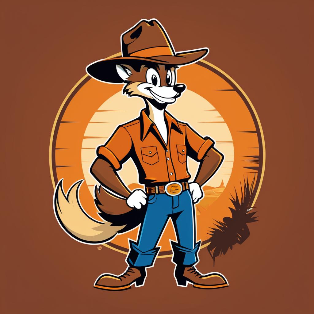 Playful Vintage Western Cartoon T-Shirt Design