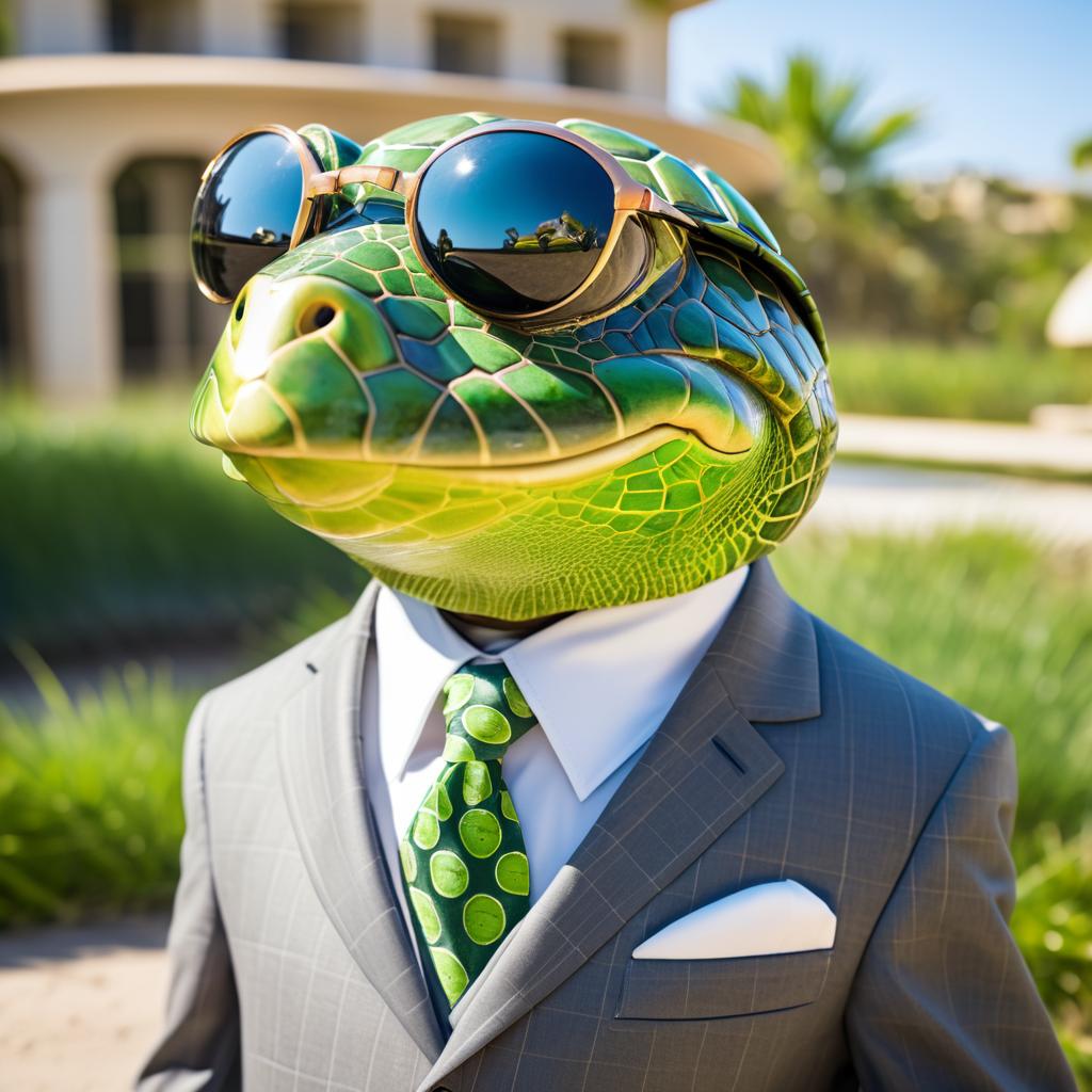 Whimsical Portrait of a Dapper Turtle