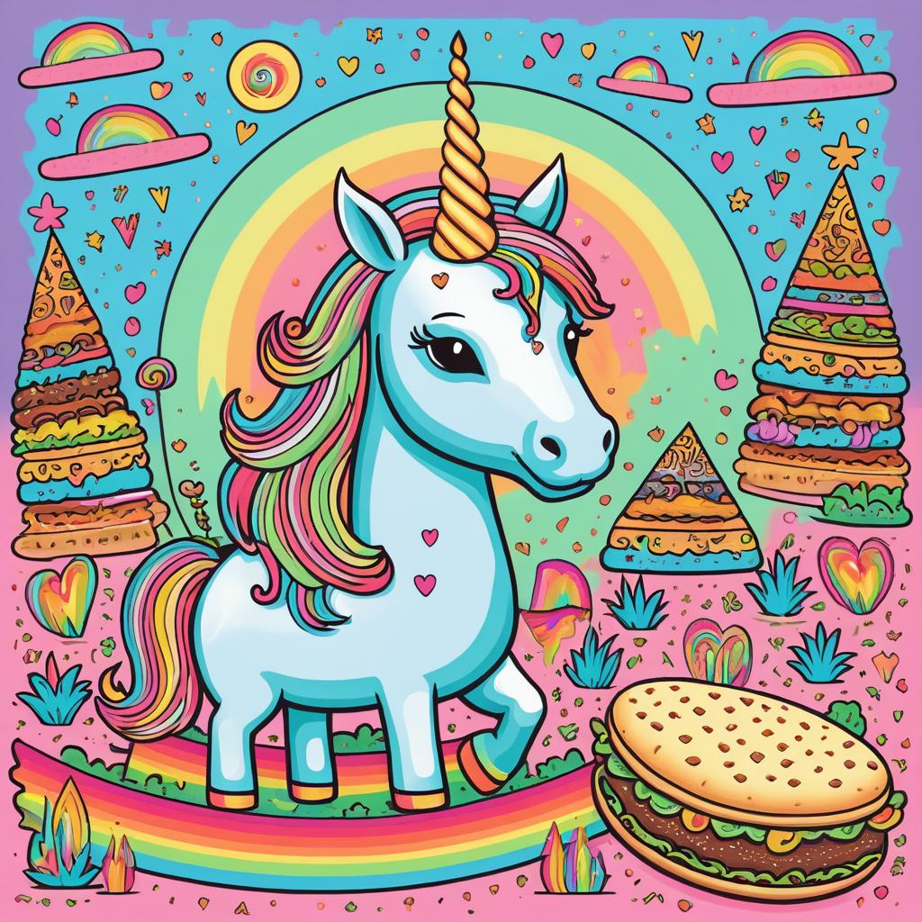 Whimsical Taco-Loving Unicorn Art