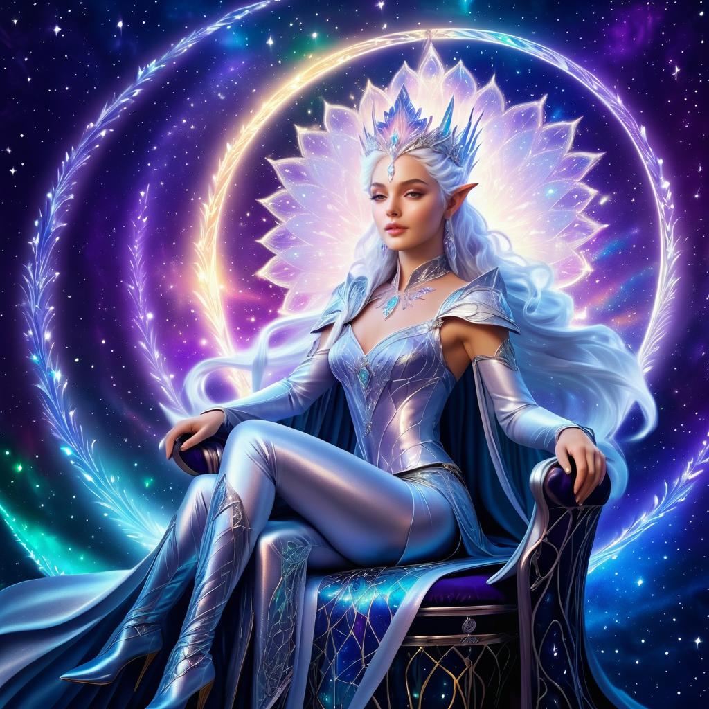 Ethereal Elf Queen in Starlit Realm