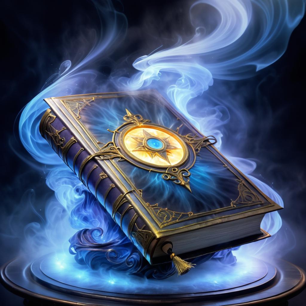 Enchanting Tome with Mystical Smoke Effects