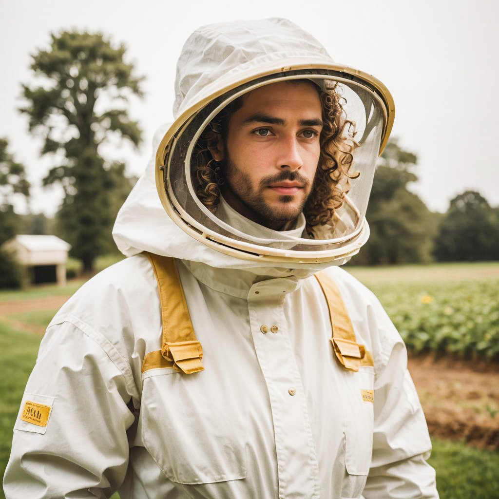 Candid Beekeeper Portrait in Protective Gear