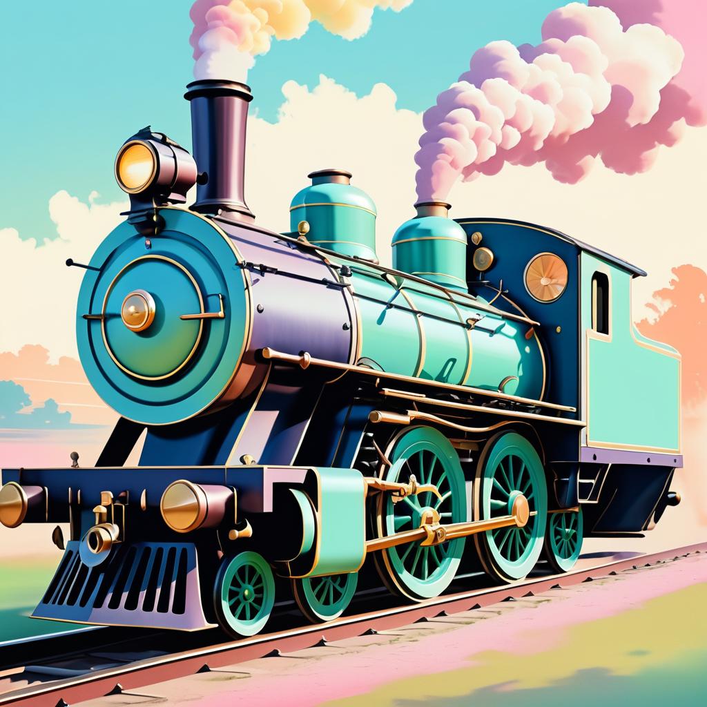 Vintage Steam Locomotive in Pastel Colors