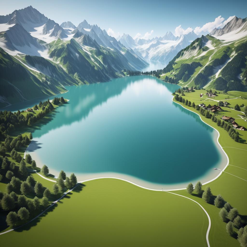 Aerial Serenity Over Swiss Alps Lake