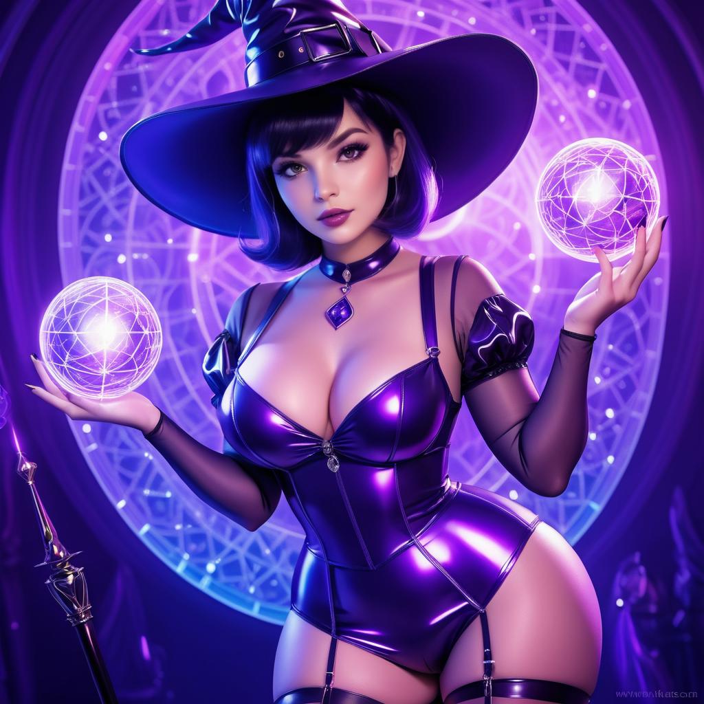 Vibrant Curvy Witch Digital Art