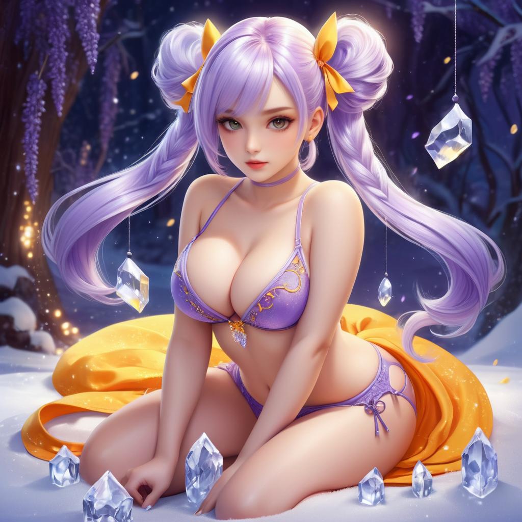 Enchanting Curvy Girl with Ice Magic