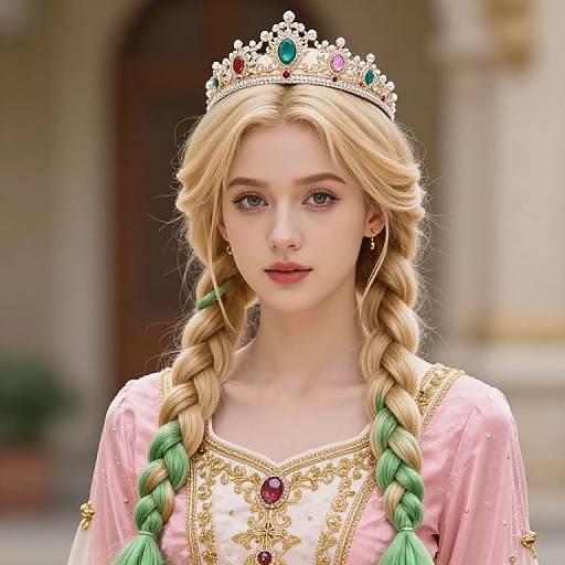 Blonde Girl with Crown and Braids