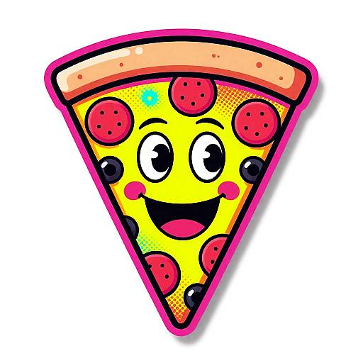 Smiling Neon Pizza Pop Art Sticker