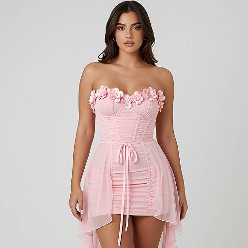 Romantic Pastel Pink Strapless Dress