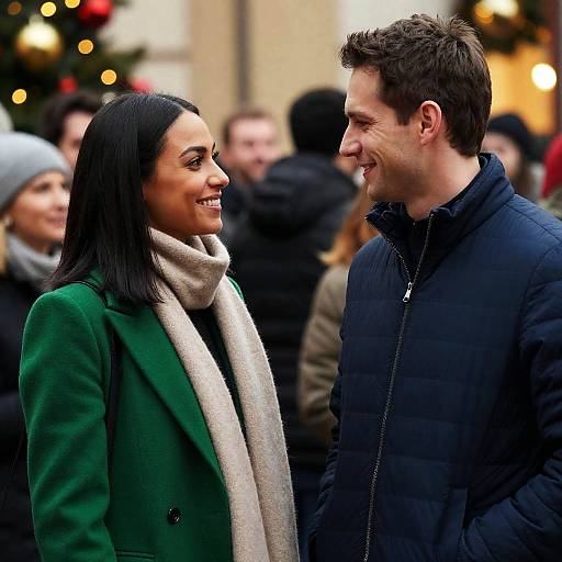Festive Couple in Christmas Atmosphere