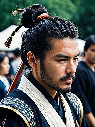 Samurai Man Bun Cosplay Portrait