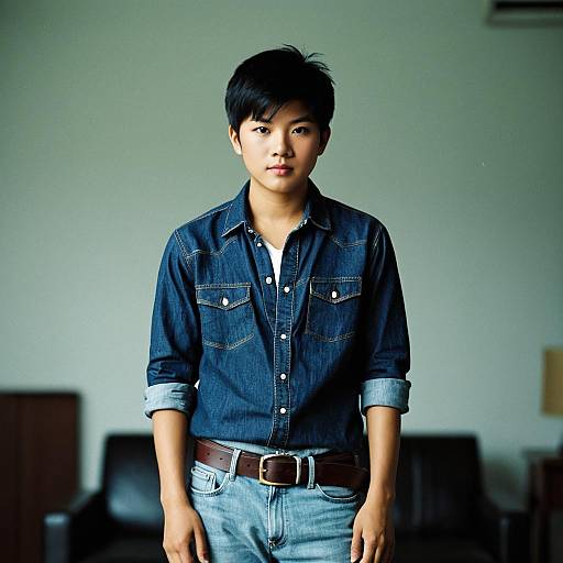 Young Filipino Man in Denim Shirt and Jeans