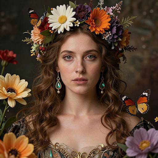 Enchanted Woman with Floral Crown
