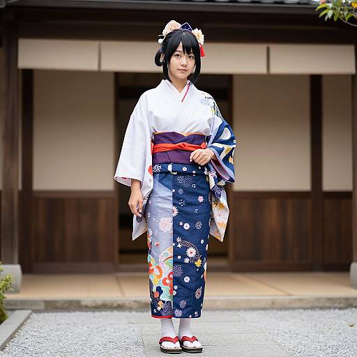 Woman in Deku Costume with Traditional Dress
