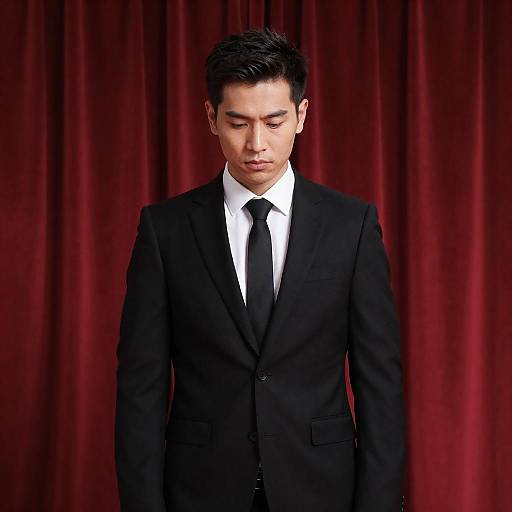 Serious Man in Black Suit Portrait
