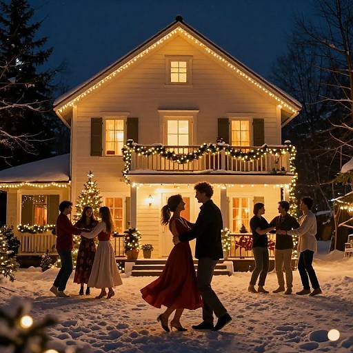 Festive Light Tapestry on House