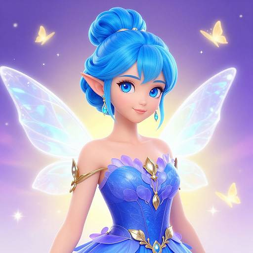 Fantasy Fairy with Blue Hair and Wings