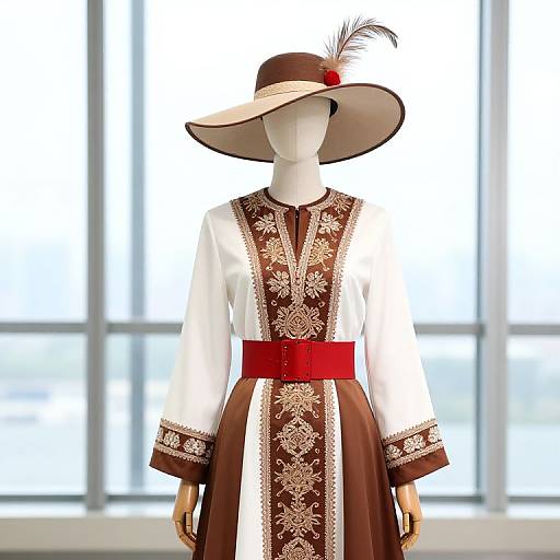 Elegant Female in Embroidered Outfit