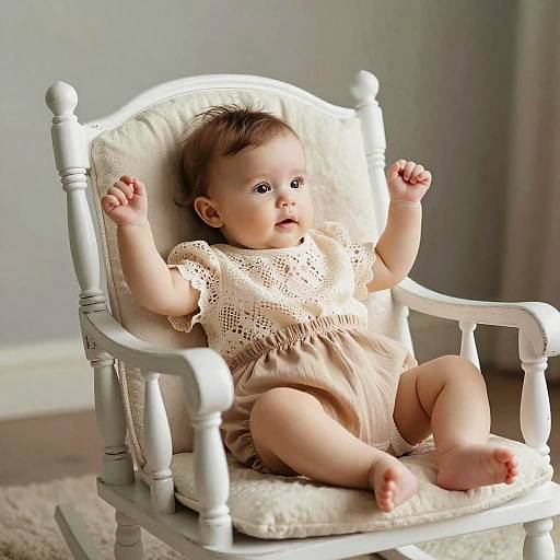 Gentle Baby Girl in Vintage Chair