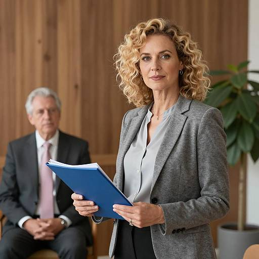 Confident Businesswoman Holding Files in Office
