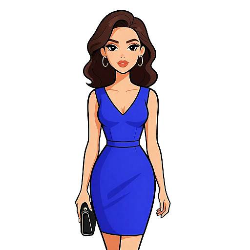 Chic Woman in Royal Blue Dress