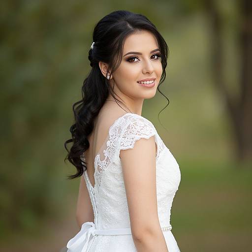 Smiling Kosovo Bride in Wedding Dress