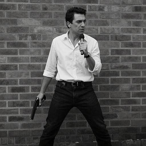 Noir Portrait: Gun and Microphone