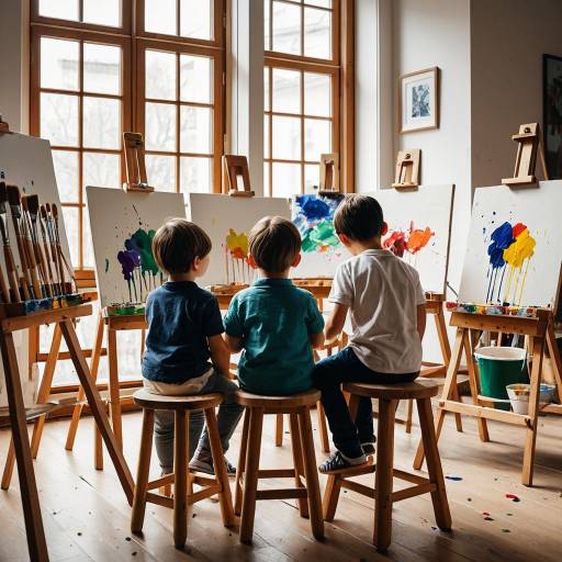 Children Painting in Art Studio