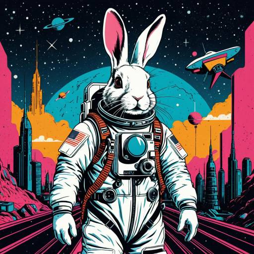 Astronaut Rabbit in Retro Space City