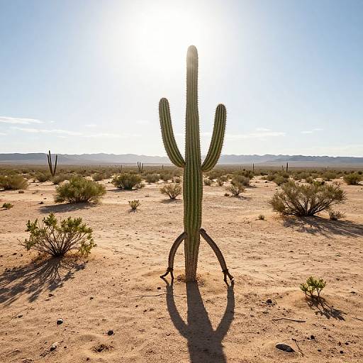 Walking Cactus in Sunlit Desert