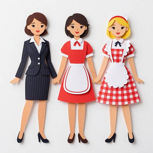 Elegant Paper Doll Stickers Trio
