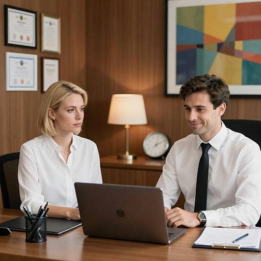 Two Professionals Working in Office