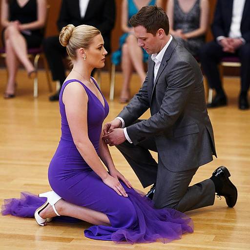 Elegant Ballroom Scene with Poignant Interaction