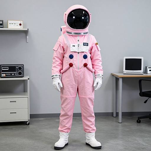 Woman in Pink Astronaut Suit