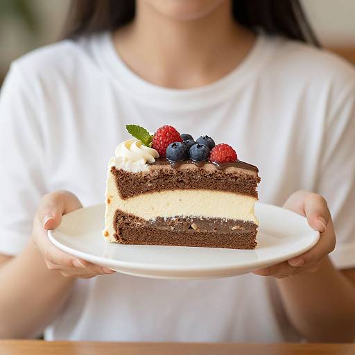 Woman Holding Cake Slice