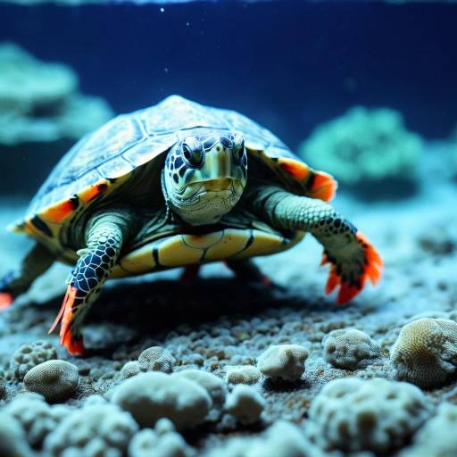 Vibrant Underwater Scene with Turtle and Shrimp