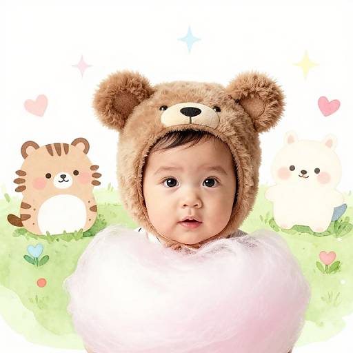 Watercolor Baby with Cotton Candy