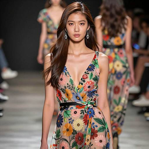 Elegant Asian Model on Fashion Runway