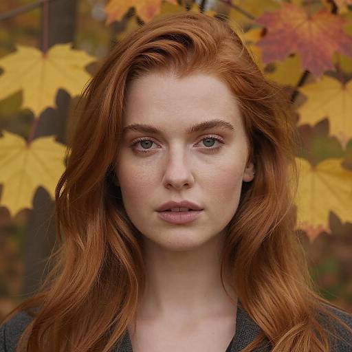 Portrait of Woman with Auburn Hair in Autumn
