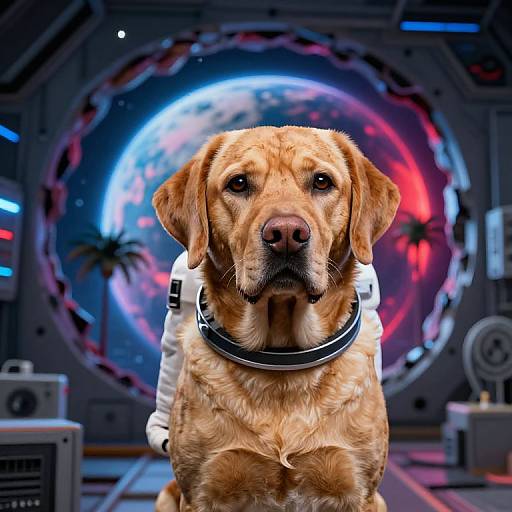 Peanut Butter Labrador Astronaut Synthwave