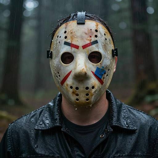 Haunting Jason Voorhees in Rainy Forest