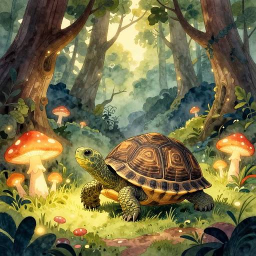 Mystical Turtle in Fantasy Forest