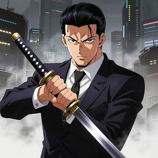 Evil Anime Man with Katana