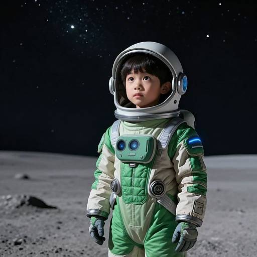 Young Boy in Futuristic Space Suit