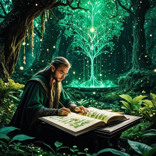 Elven Scholar in Enchanted Arboretum Elven Scholar in Enchanted Arboretum